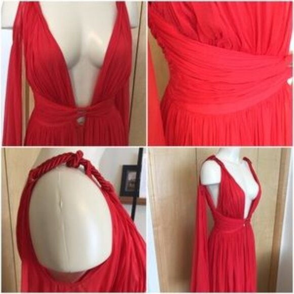 DUNDAS Deep V-Neck Sleeveless Silk-Chiffon Gown - Picture 5 of 8